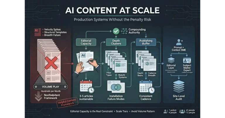 Image showing ai content at scale - production system without the penalty risk