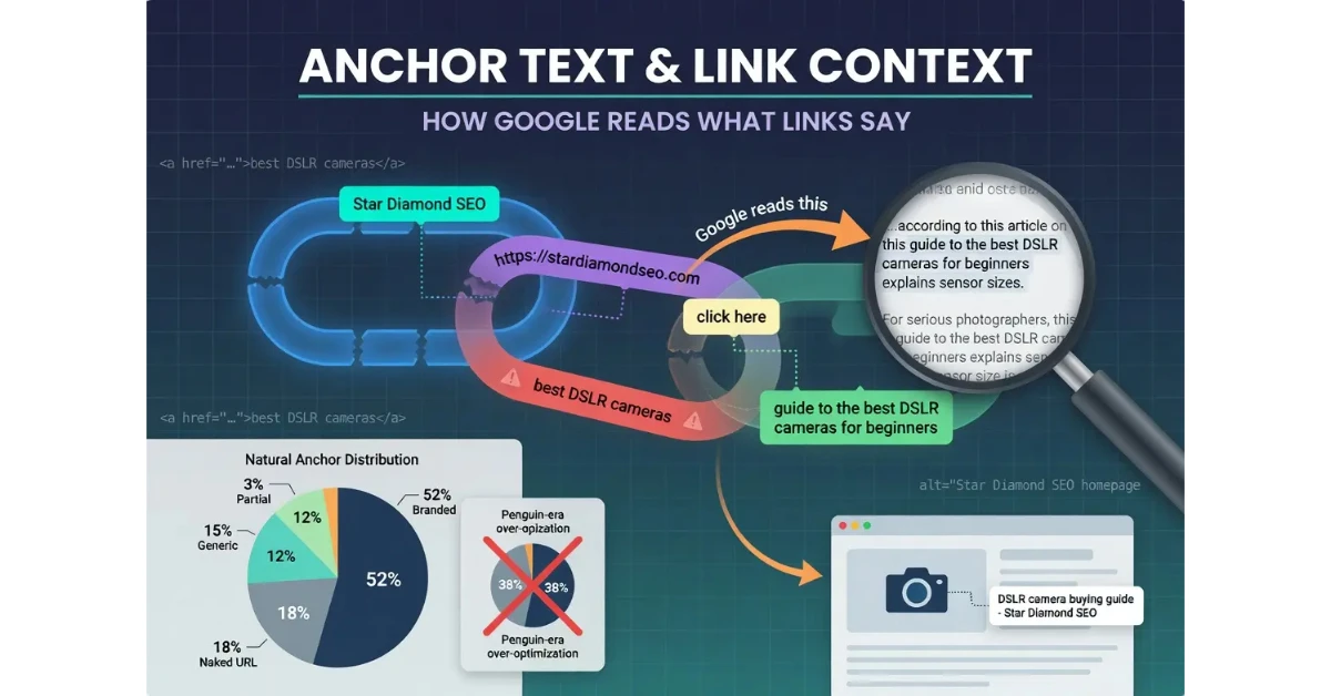 Image showing how google reads anchor text and link context