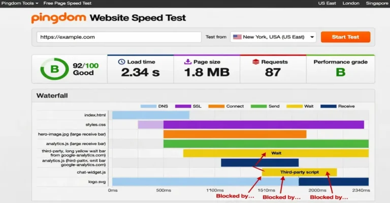 Pingdom Speed Test: Reading the Waterfall and Load Times