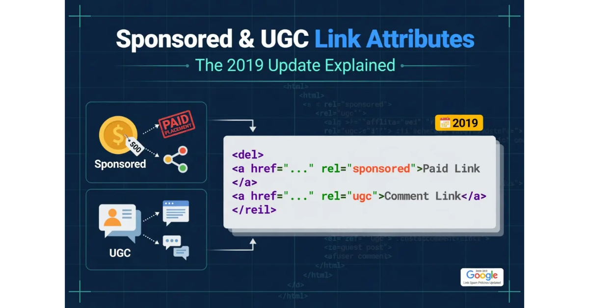 Image showing sponsored ugc link attributes - update explained